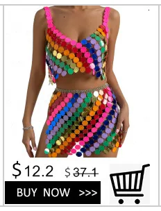 Ingesight. z einzigartige Big Star Pailletten Quaste Mini Top und Rock Frauen sexy Bikini Taille Kette Körpers chmuck Festival Rave Outfit – Detail 5