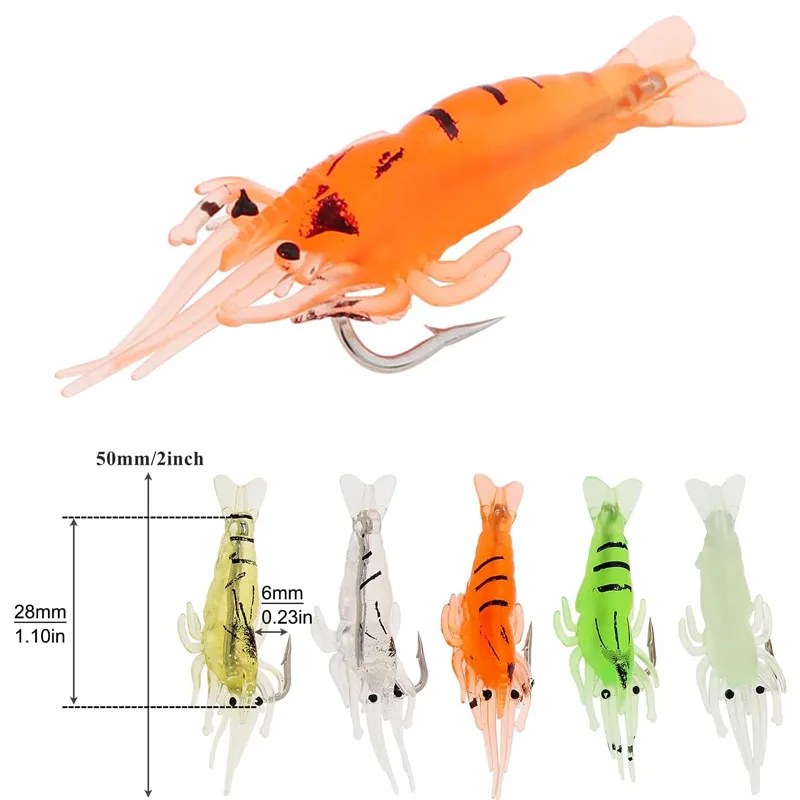 

Luminous Shrimp Bait Glow-in-the-dark Salt Silicone Swimbait NED Rig Floating Soft Shrimp Small Grass Shrimp Octopus Cuttlefish