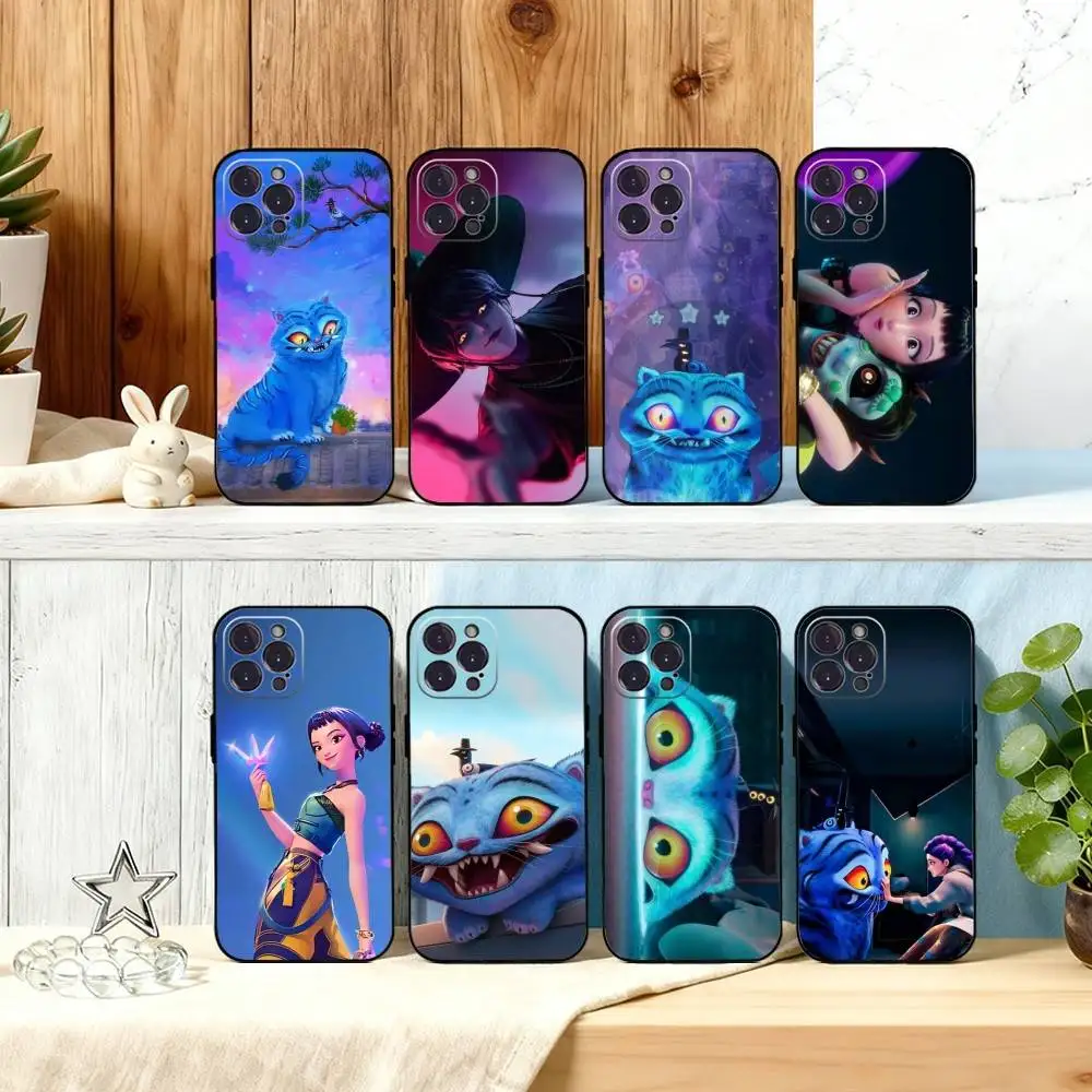 حافظة هاتف D-demons Kpop H-Hunters Tiger لهاتف iPhone 16,15,14,13,12Plus,Pro Max,XS,5G غطاء أسود من السيليكون الناعم