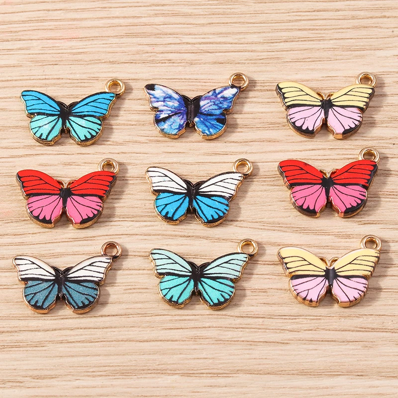 10 Stück niedliche, bunte Emaille-Tier- und Schmetterlingsanhänger für die Schmuckherstellung, Ohrringe, Anhänger, Halsketten, Armbänder, DIY-Bastelarbeiten, Geschenke – Detail 10