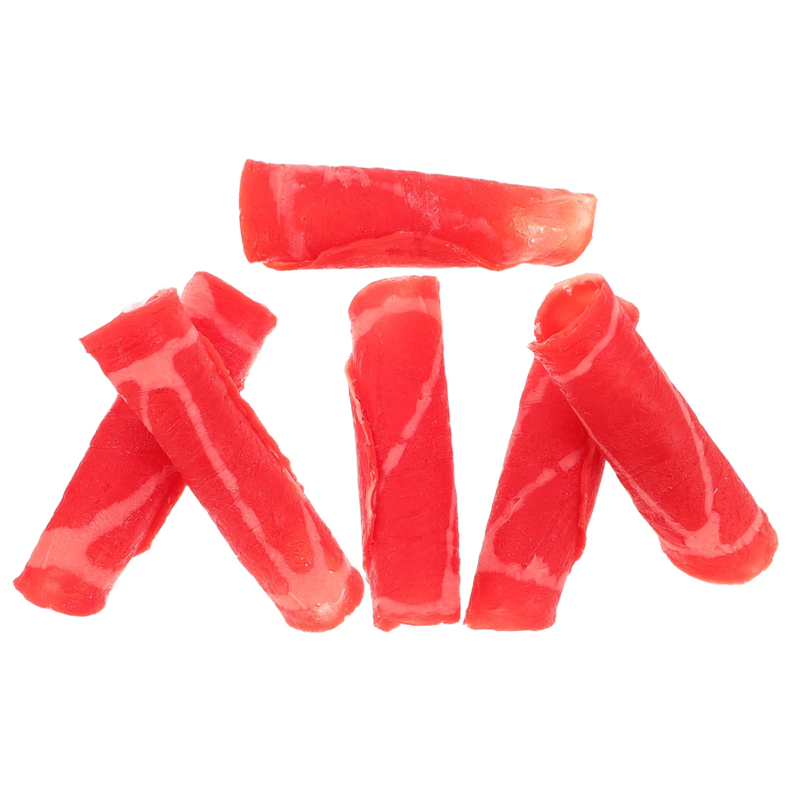 6 قطع من لفات اللحوم المزيفة، محاكاة لحم البقر الاصطناعي الواقعي، دعائم الطعام، نافذة تزيين اللحوم الصناعية #1