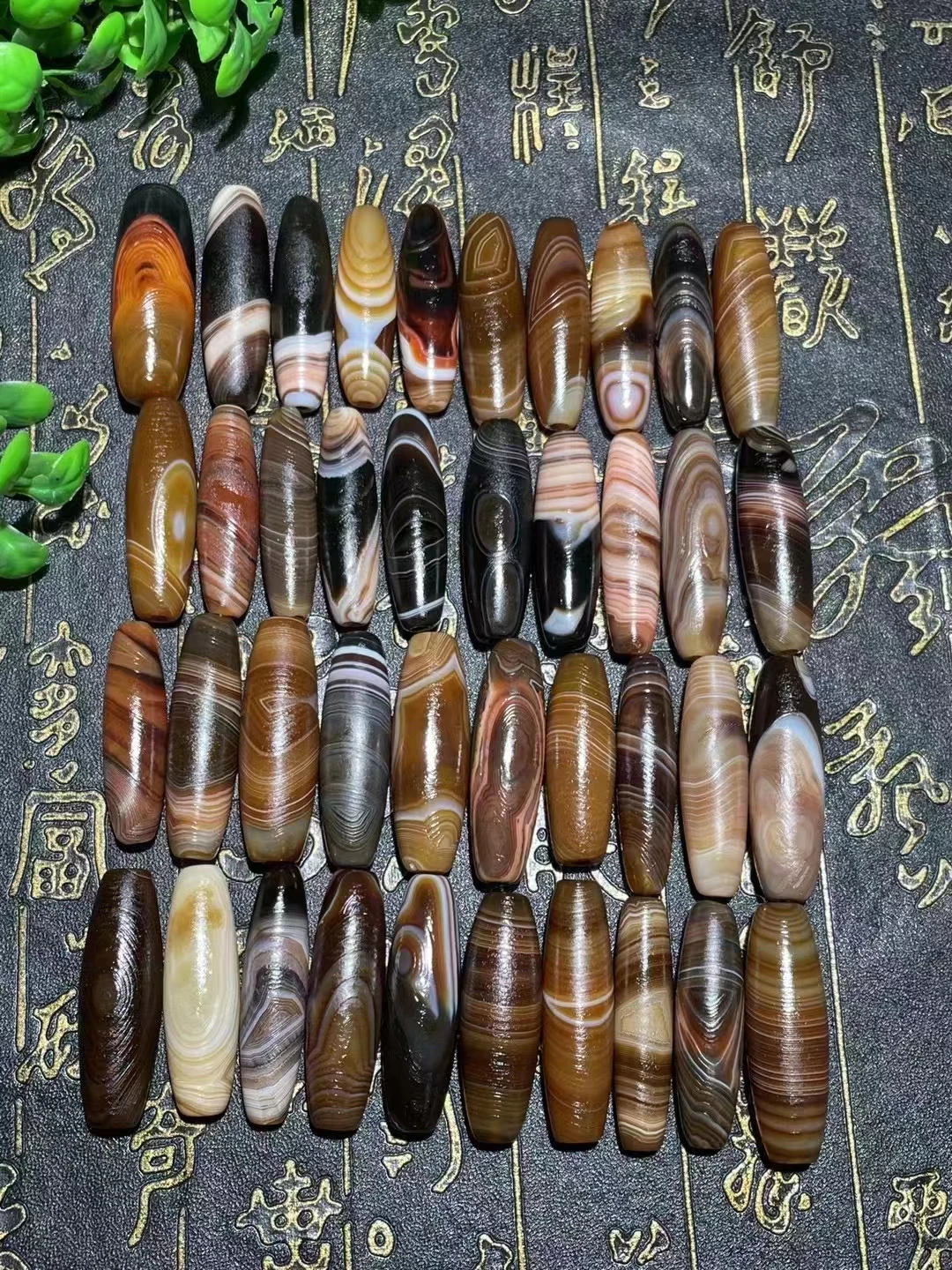 40pcs/lot 40mm Old Silk Agate brown Color with Good Eyes Good Veins DIY Men and Women's Fine Jewelry Free Shipping