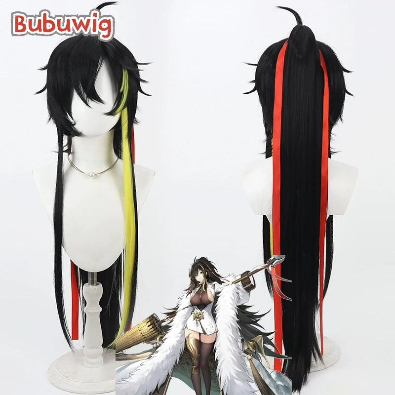 Bubuwig Wig Cosplay, rambut sintetis, Wig Azur Lane, 100cm, panjang, hitam, campuran, kuning, tahan panas