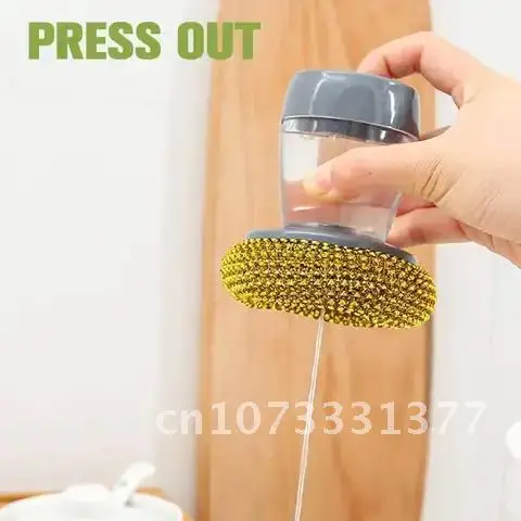 

Palm Brush Soap Dispensing Kitchen Dish Brush Washing Liquid Soap Pot Utensils with Dispenser Cleaning Bathroom Cleaning Tools