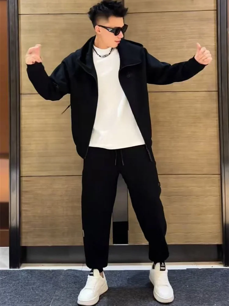 

Faionable Casual Sportswear Set for Men Bla Samurai Spring Collection Hoodie And Long Pants Two-Piece Suite Cotton Blend ...