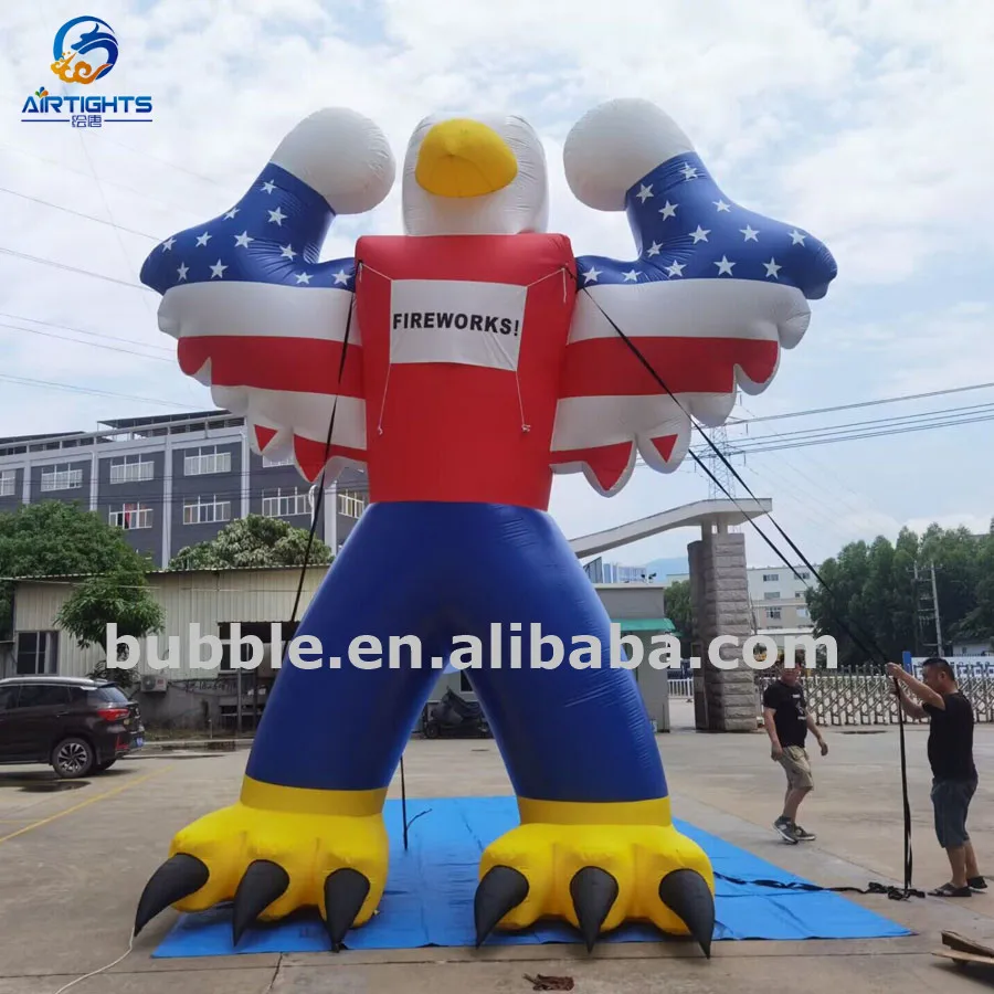 Advertising Customized 20ft High Giant Inflatable American Flag Eagle Man Balloon