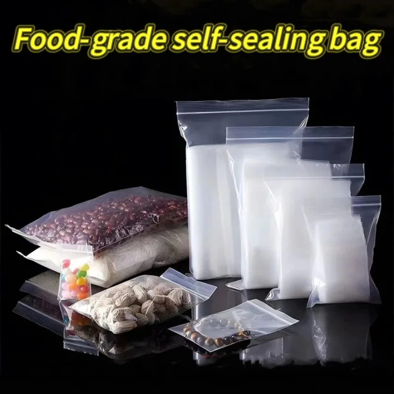 Sacos zip lock resealable sacos de borracha de plástico claro poli saco reutilizável armazenamento de alimentos reclosable vácuo fresco organizar saco