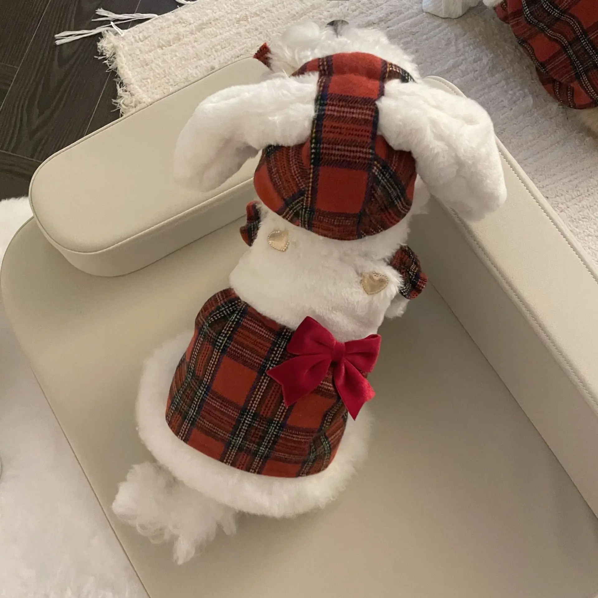 INS Christmas New Year Bunny Ears Suspender Skirt Warm Bichon Teddy Dog Skirt Pet Clothes Dog Clothes Winter Pet Clothes