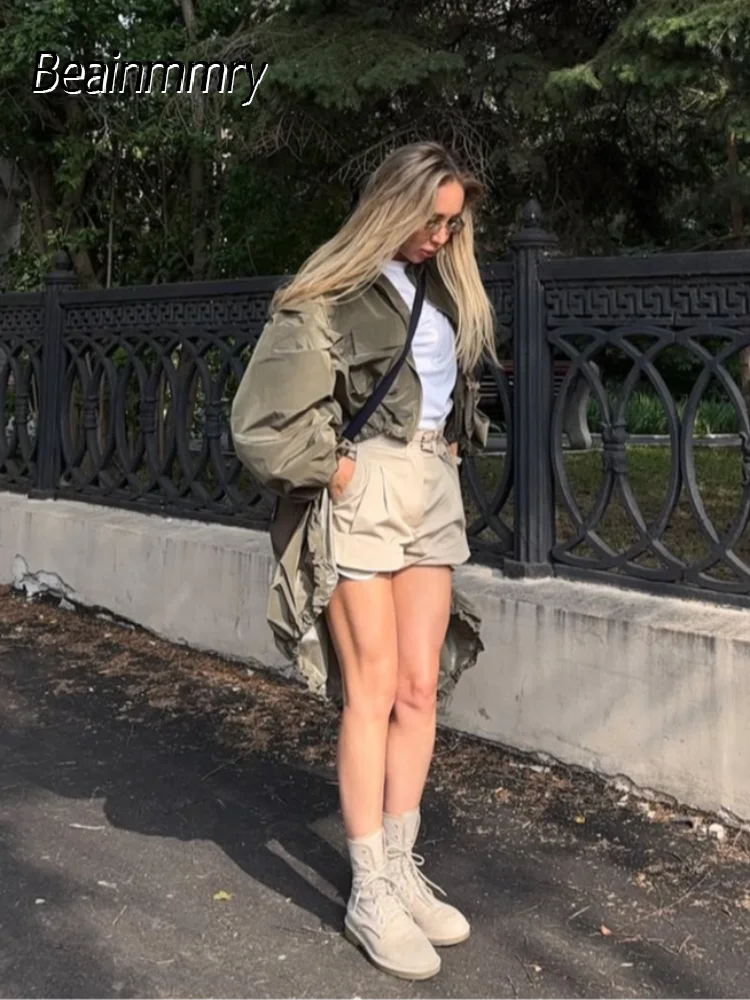 

Women's Irregular Drawstring Hooded Jacket Casual Loose Zipper Pocket Solid Coat Autumn Streetwear Daily Commute Lady Outerwears