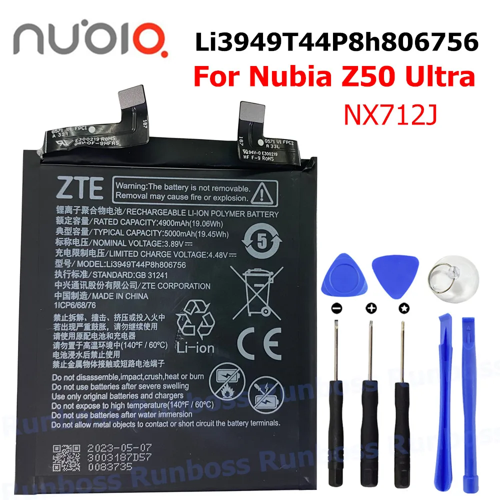 

New Original Li3949T44P8h806756 5000mAh Battery For ZTE Nubia Z50 Ultra Z50Ultra NX712J Mobile Phone