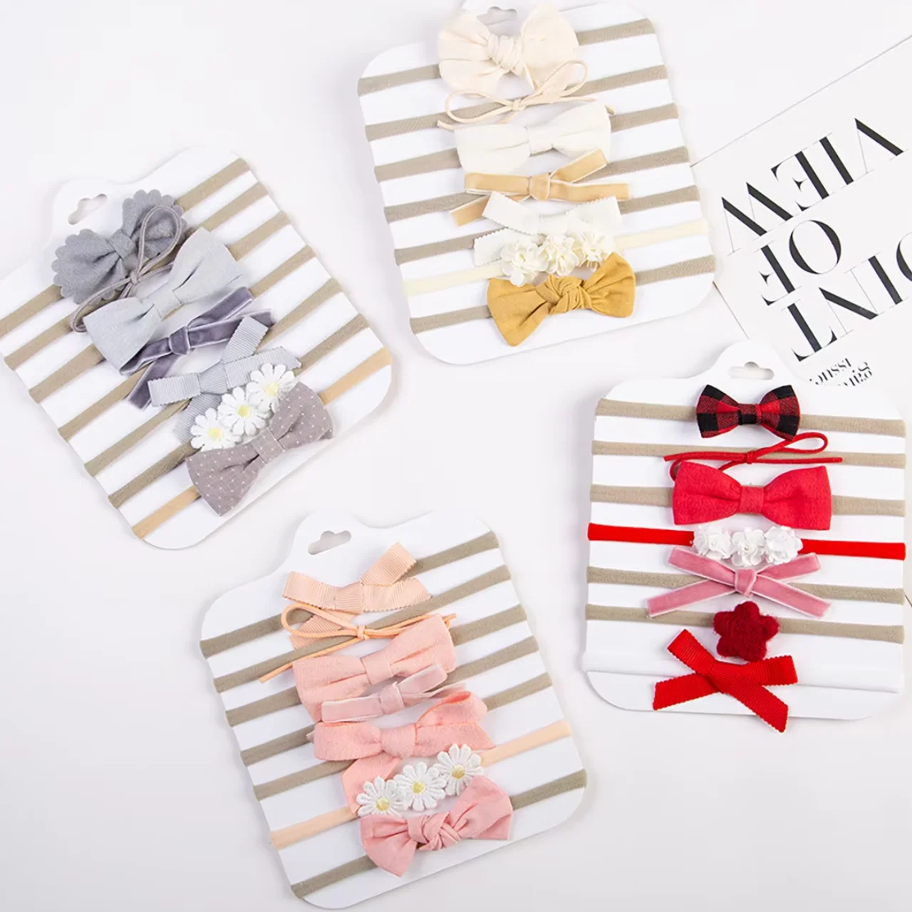 

7 шт./компл., милая детская повязка на голову с бантом, милый цветок, повязки для волос для новорожденных мальчиков и девочек, головные уборы, детские аксессуары для волос