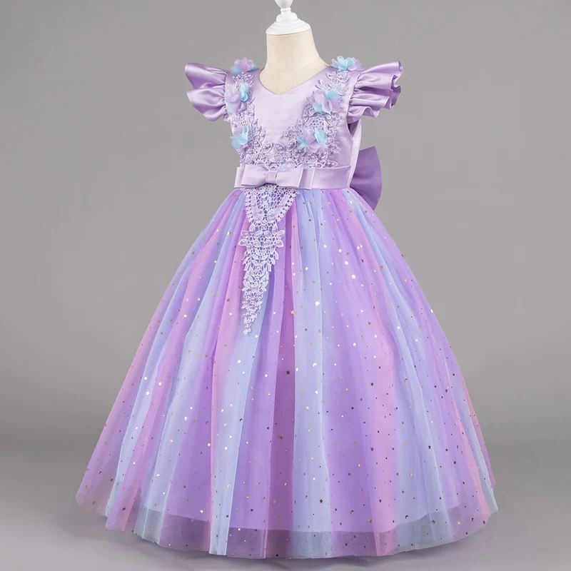 Summer New Girls Dresses for Party and Wedding Lace Sleeveless Flower Girl Dresses Fashion Children Girls Party Dress 3-12 Years