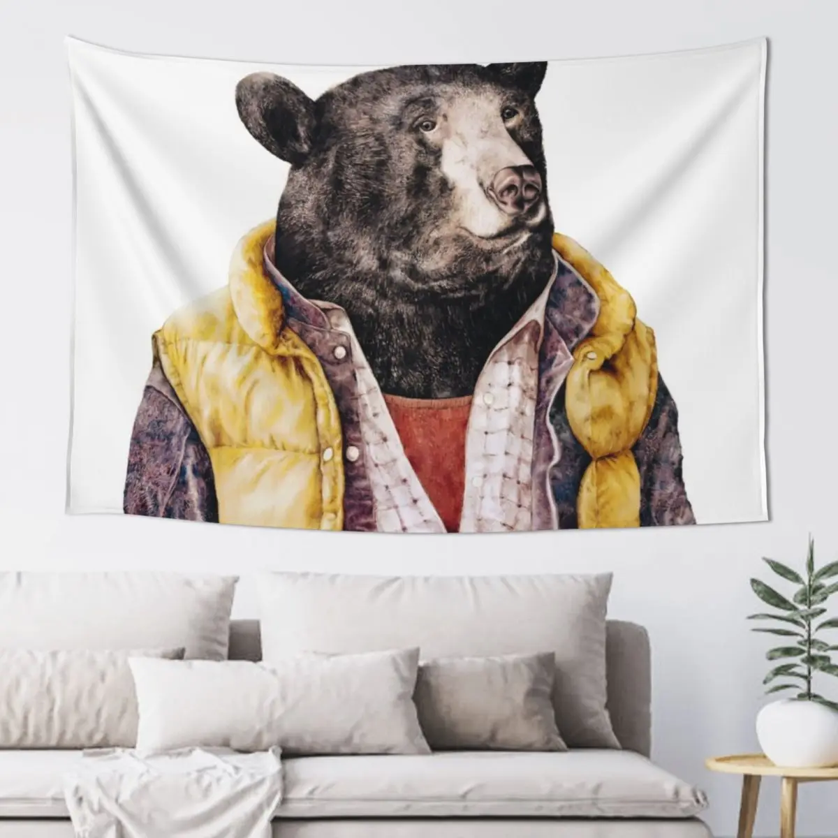 

Golden Vested Black Bear Tapestry Home Decorating Things To The Room Bedroom Organization And Decoration Tapestry