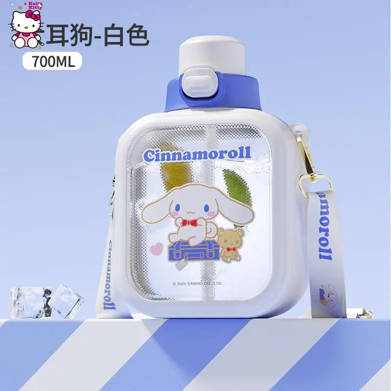 Sanrio crianças kuromi copo de água estudante 700ml grande capacidade personagem dos desenhos animados copo de água bonito kawaii simples copo de palha