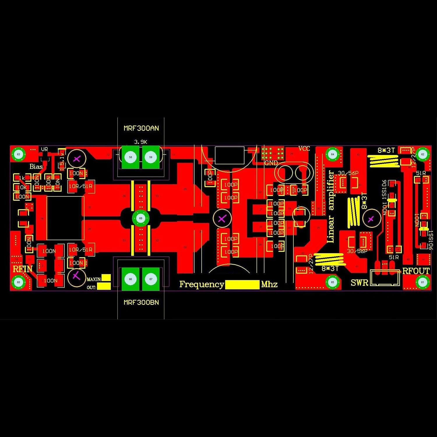 88-180Mhz FM VHF 500W Linear Power Amplifier Mrf300 LDMOS Diy Kit ( NO MOS Tube) HF CW SSB FT8 RTTY EME RF Ham Radio