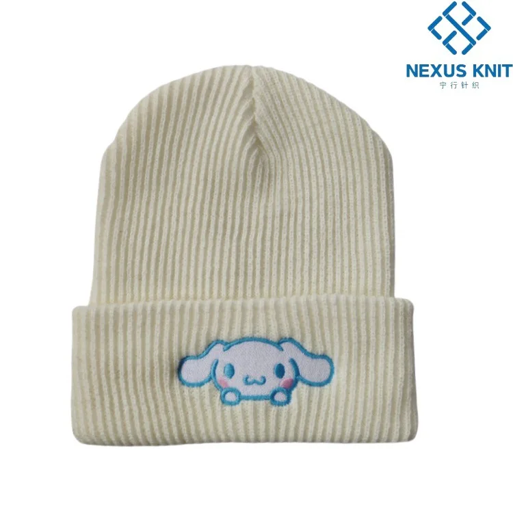 Gorro de punto bordado bonito de HelloKitty de Disney, gorro de lana de gato de Europa y dibujos animados, gorro cálido con capucha para pareja