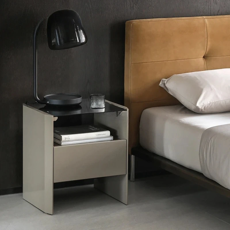 Nordic Italian simple bright lacquered drawer bedside table