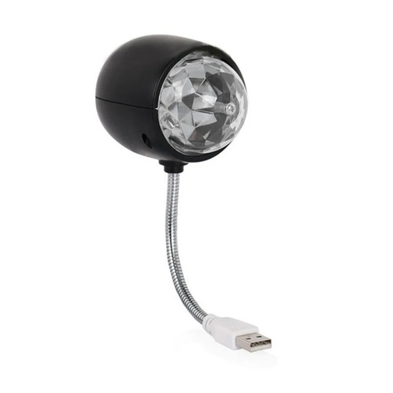 

USB Disco Ball Lamp, Rotating RGB Colored LED Stage Lighting Party Bulb With 3W Book Light, USB Powered (Black) Retail