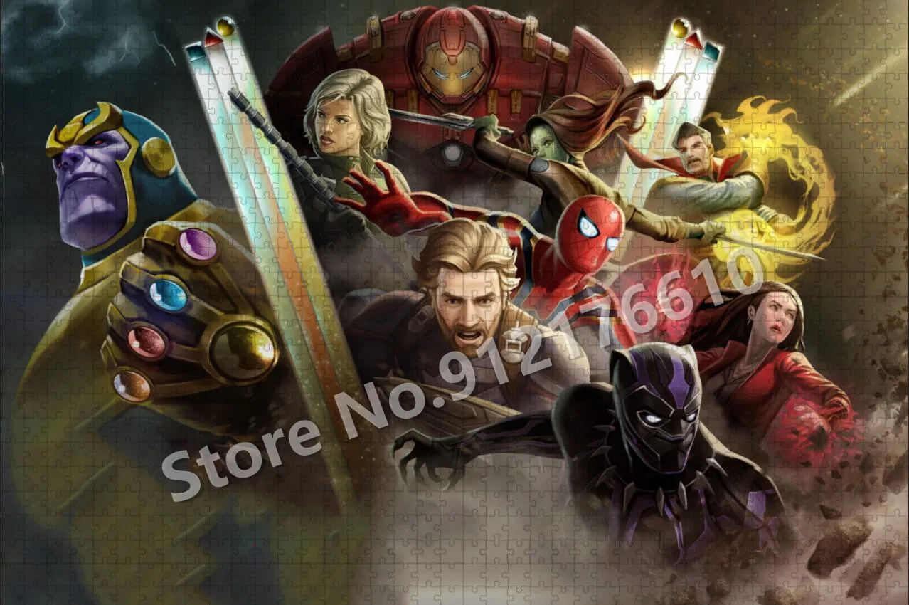 Disney 108/200/300/500/1000 Pieces Jigsaw Puzzle Spiderman Iron Man Hulk Superhero Diy Puzzle Educational Toys Gifts