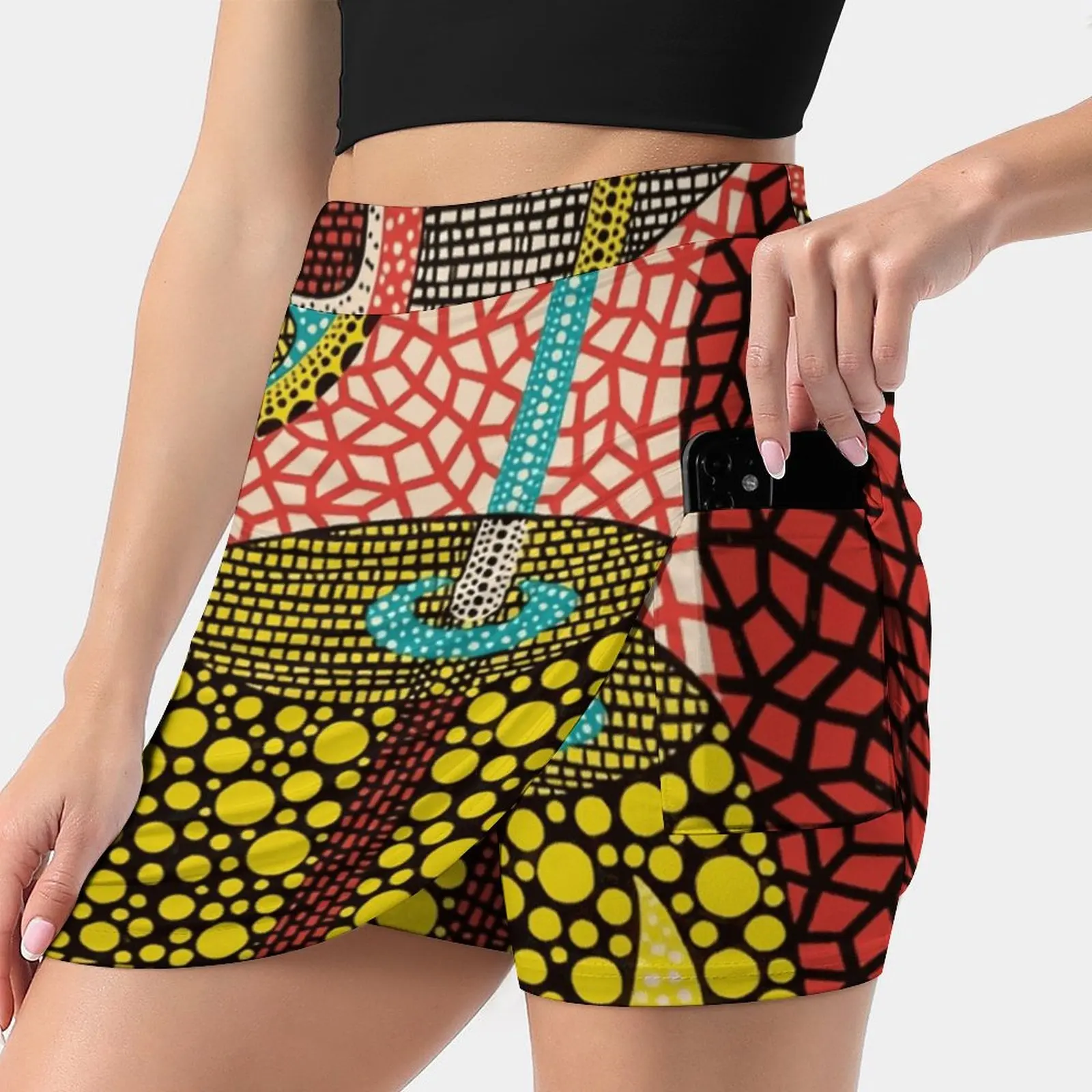 Yayoi Kusama - Juice Lemons Red S-4Xl Tennis Skirts Golf Fitness Athletic Shorts Skirt With Phone Pocket Contemporary Fruit Pop