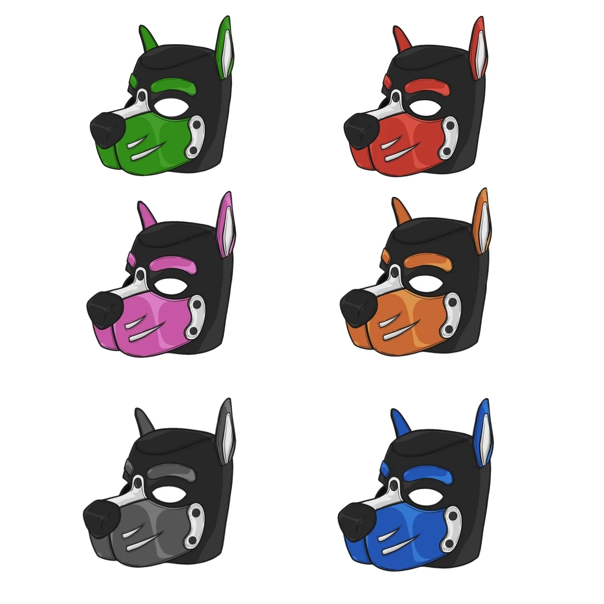 2Pc New Puppy Cosplay Costumes of M L Colour Rubber Padded  Full Head Black Hood Mask for Dog Role play Games Party Accessories