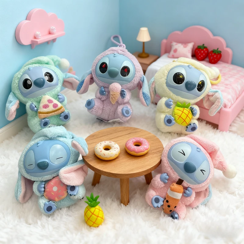 

Disney New Stitch Eat Some Thing Before Sleep Series Виниловая слепая коробка Сумка Подвеска Милая плюшевая кукла Mystery Box Игрушка-сюрприз Подарки