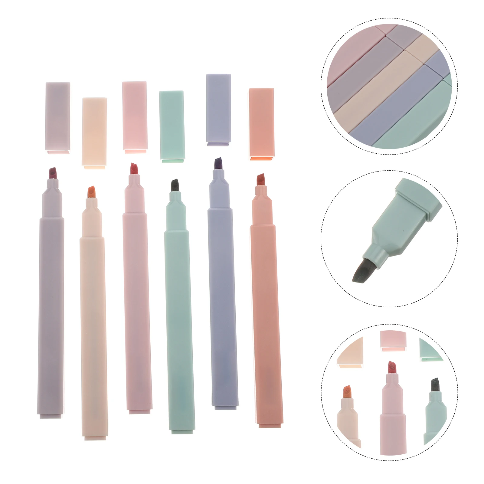 

6Pcs Fluorescent Pens Highlighters Soft-Tip Portable Marker Pens for Students Office School Supplies Smooth Writing No Leak