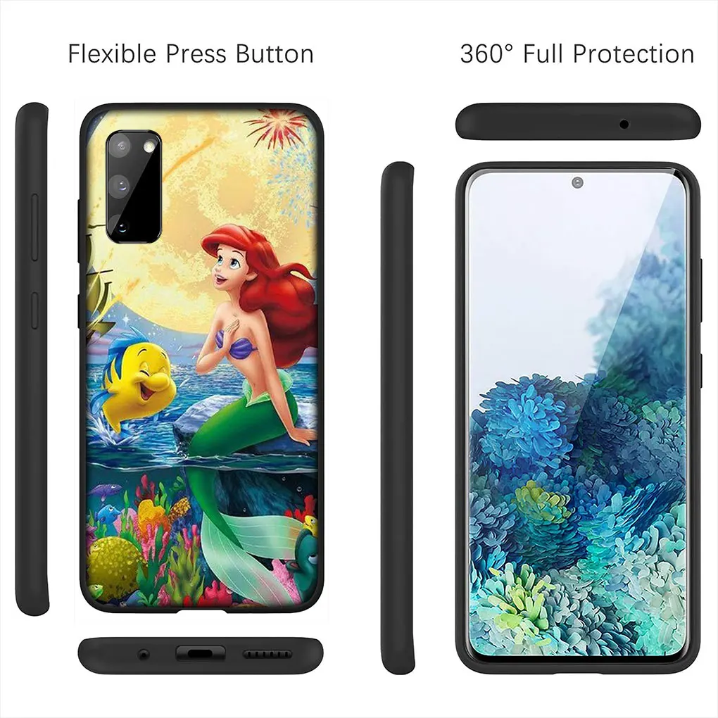 Ariel The Little Mermaid Soft Cover for Samsung Galaxy S23 S22 S21 S20 Fe Ultra S8 Plus A21S A71 A12 A13 Phone Case