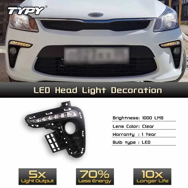 

TYPY Car LED Fog Lamp For Kia Rio K2 2017 2018 Car LED Daytime Running Light Dynamic Turn Signal Auto Accessories