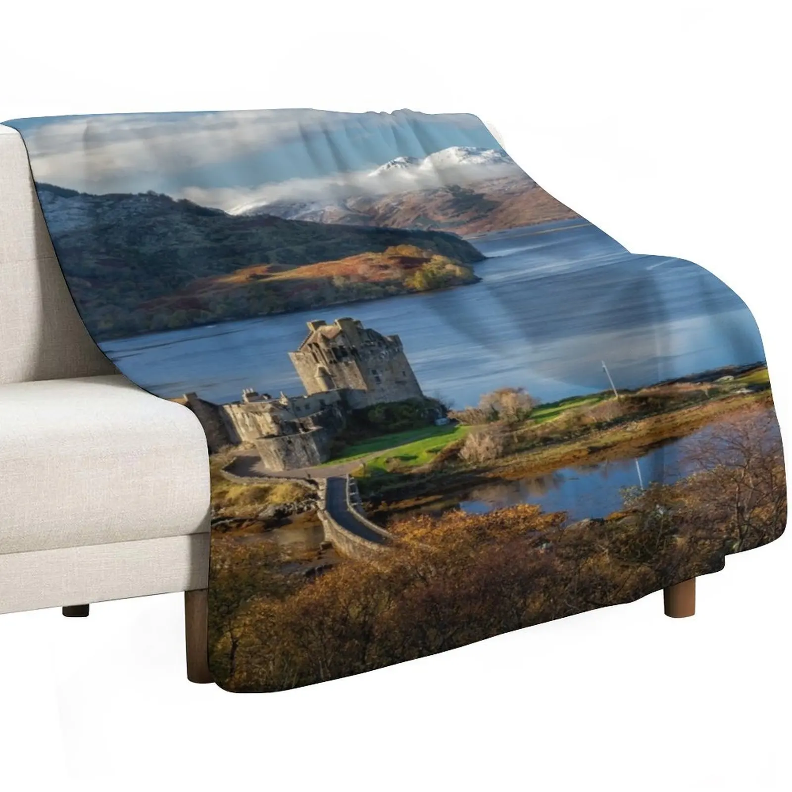 Isle of Skye and Eilean Donan Castle in Autumn. Scotland Throw Blanket Giant Sofa Multi-Purpose Designers Comforter Blankets