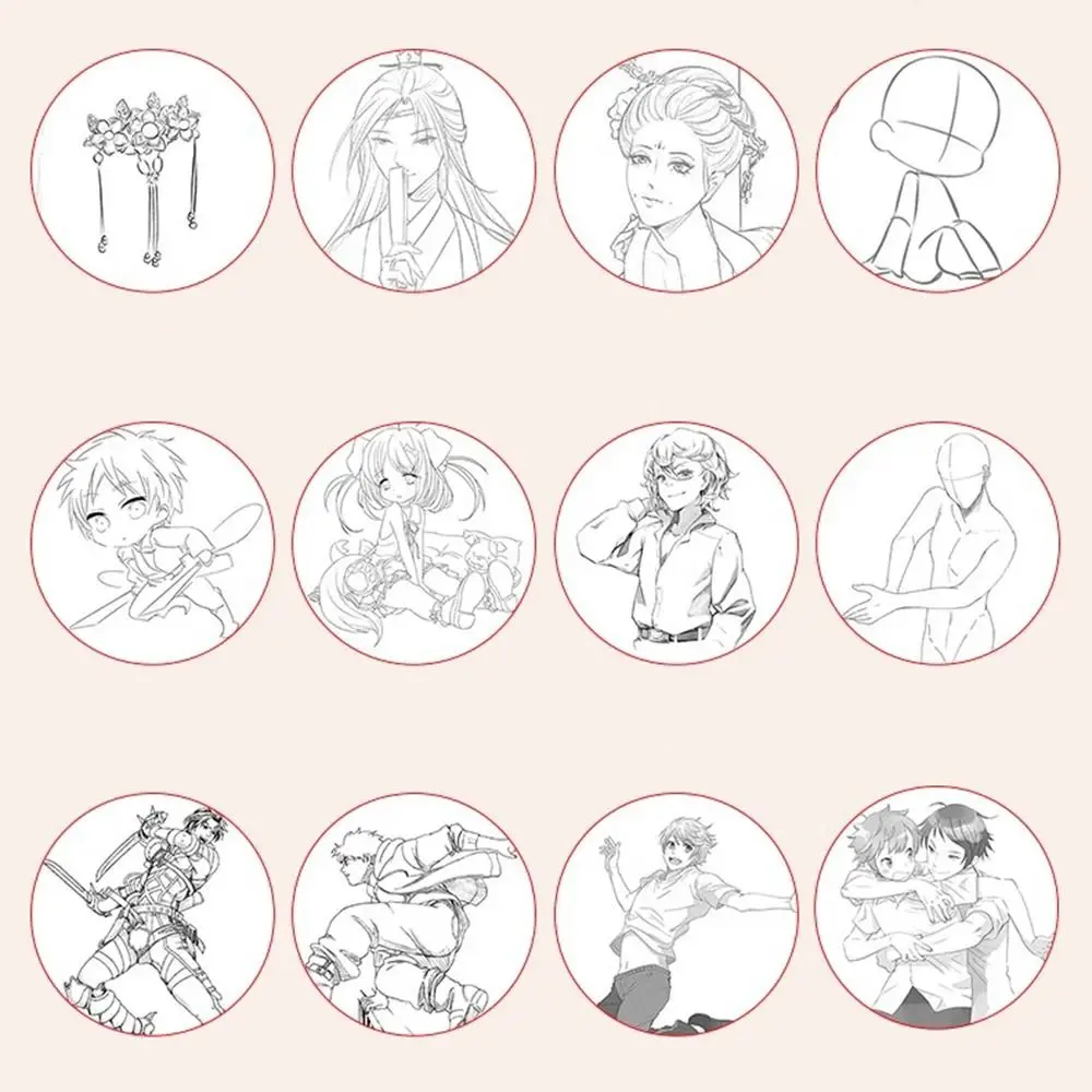 

Anime Characters Hand Painted Tutorial Book Comics Girl Boy Sketching Art Copy Practice Book Studying Practicing Art Supplies