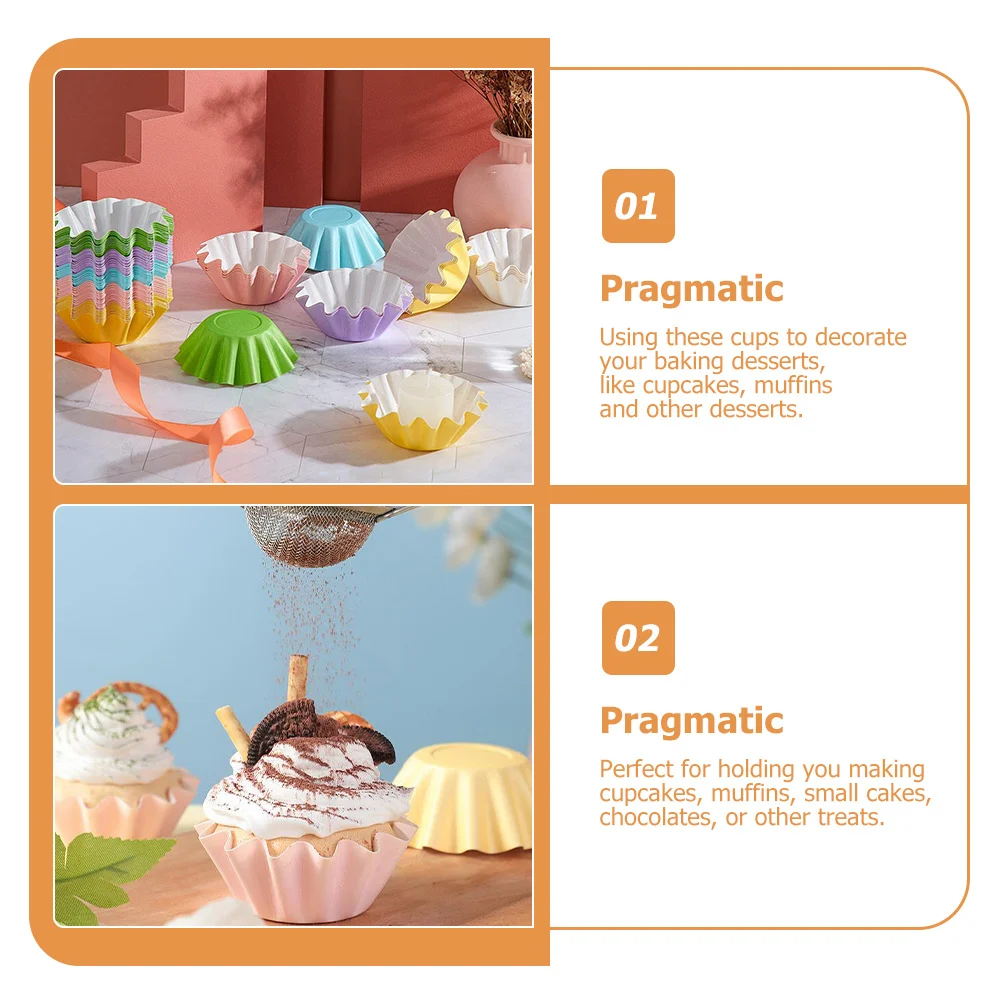 

50Pcs Disposable Multi-Function Cupcake Paper Wrappers Heat-Resistant Baking Cups Household Liners for Cupcakes Muffins