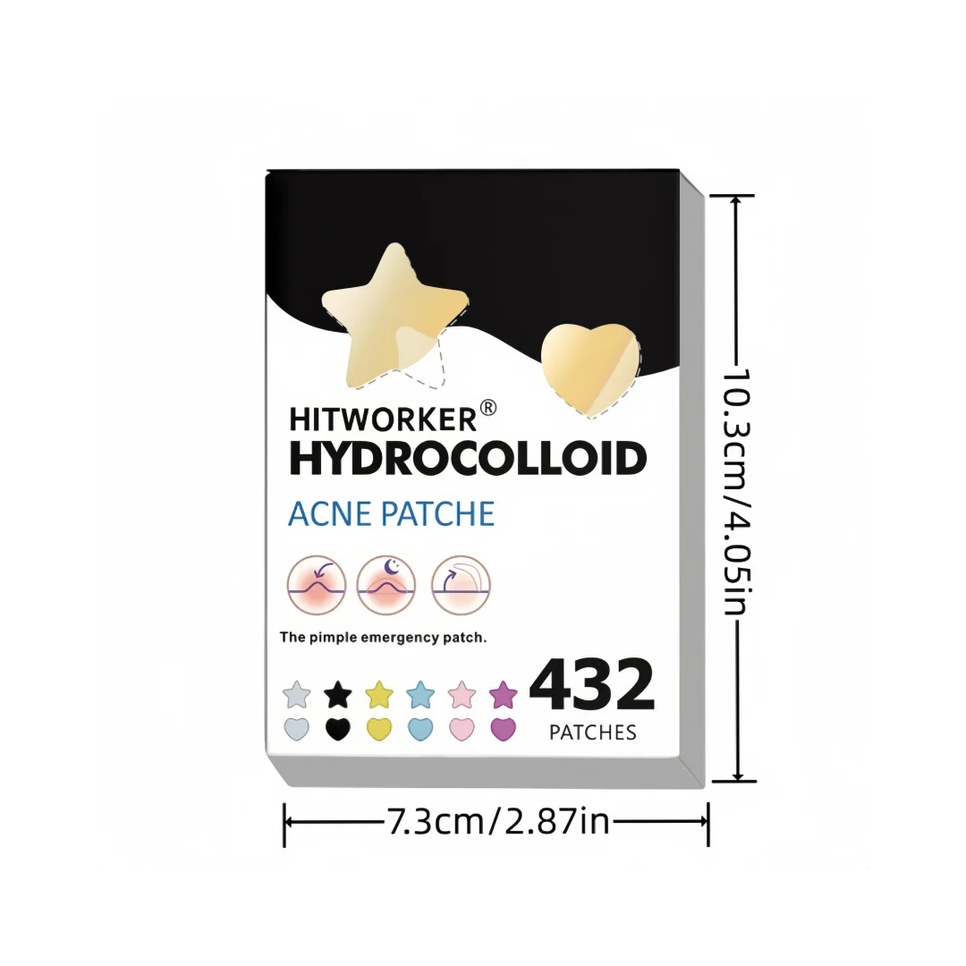432 Pcs Star Heart Acne Stickers, High-Quality Emergency Kit, Invisible Hydrogel Absorbs Pus Quickly, Reduces Swelling, Cute Sta