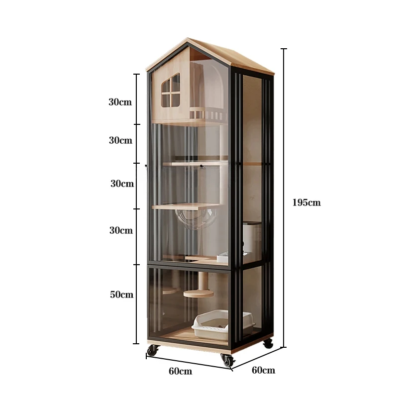 

Кошачья вилла для дома в маленькой квартире не покрывает зону высококлассного контейнера для наполнителя, встроенная вилла, кошачья клетка из массива дерева