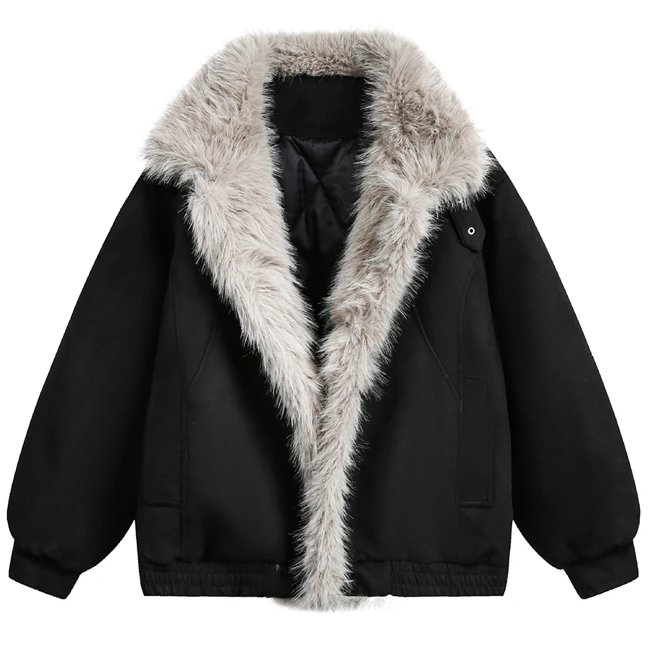 

Men High-quality Winter Jackets Thicken Fur Collar Parkas Coats Casual Loose Jackets Streetwear Warm and Plush Comfortable Coat