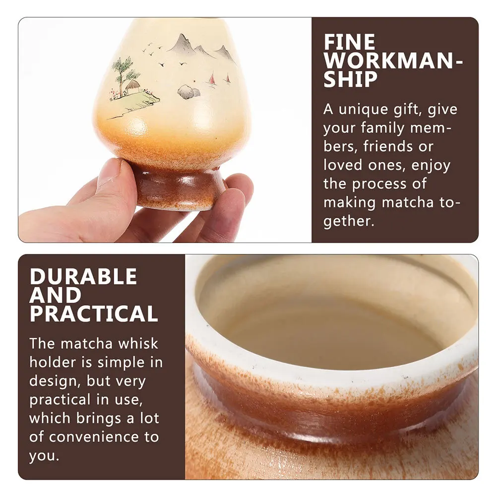 

2Pcs Matcha Whisk Stand Ceramic Holder Japanese Tea Ceremony Tool Decorative Ceramic Tea Accessories Matcha Whisk Storage