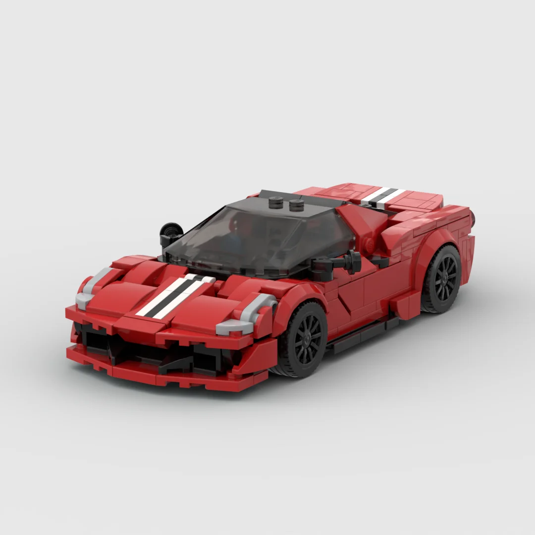 MOC Ferraried488 pista racing sports car Vehicle Speed Champion Racer Building Blocks Brick Creative Garage Toys for Boys