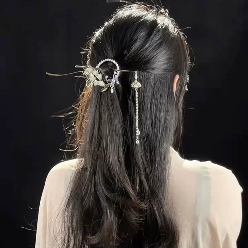 

2025 New Headwear Headpieces Floral Hair Sticks for Women Alloy Assel Pearls Hairpins Modern Hair Clip Female Hair Accessories