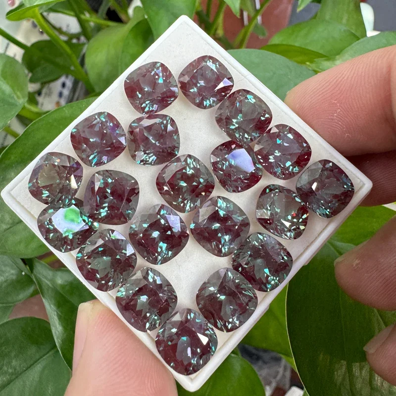 

Alexandrite Cushion Shape Color Changing Stone VVS1 Lab Grown Gemstone DIY Jewelry Making Materials Natural Colour Certificate