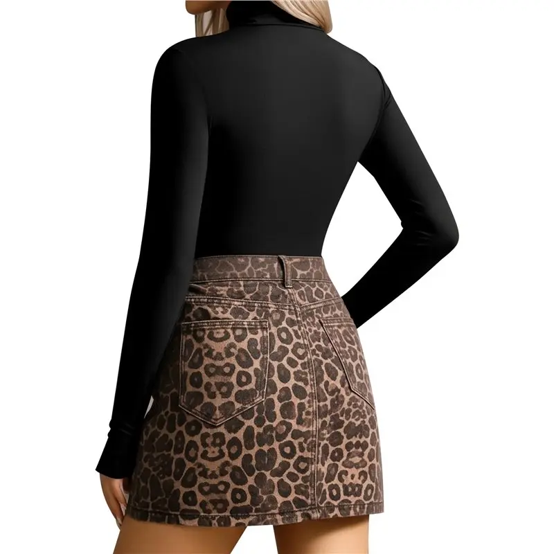 

CYL-Женский комбинезон-боди с длинными рукавами и воротником-черепахой