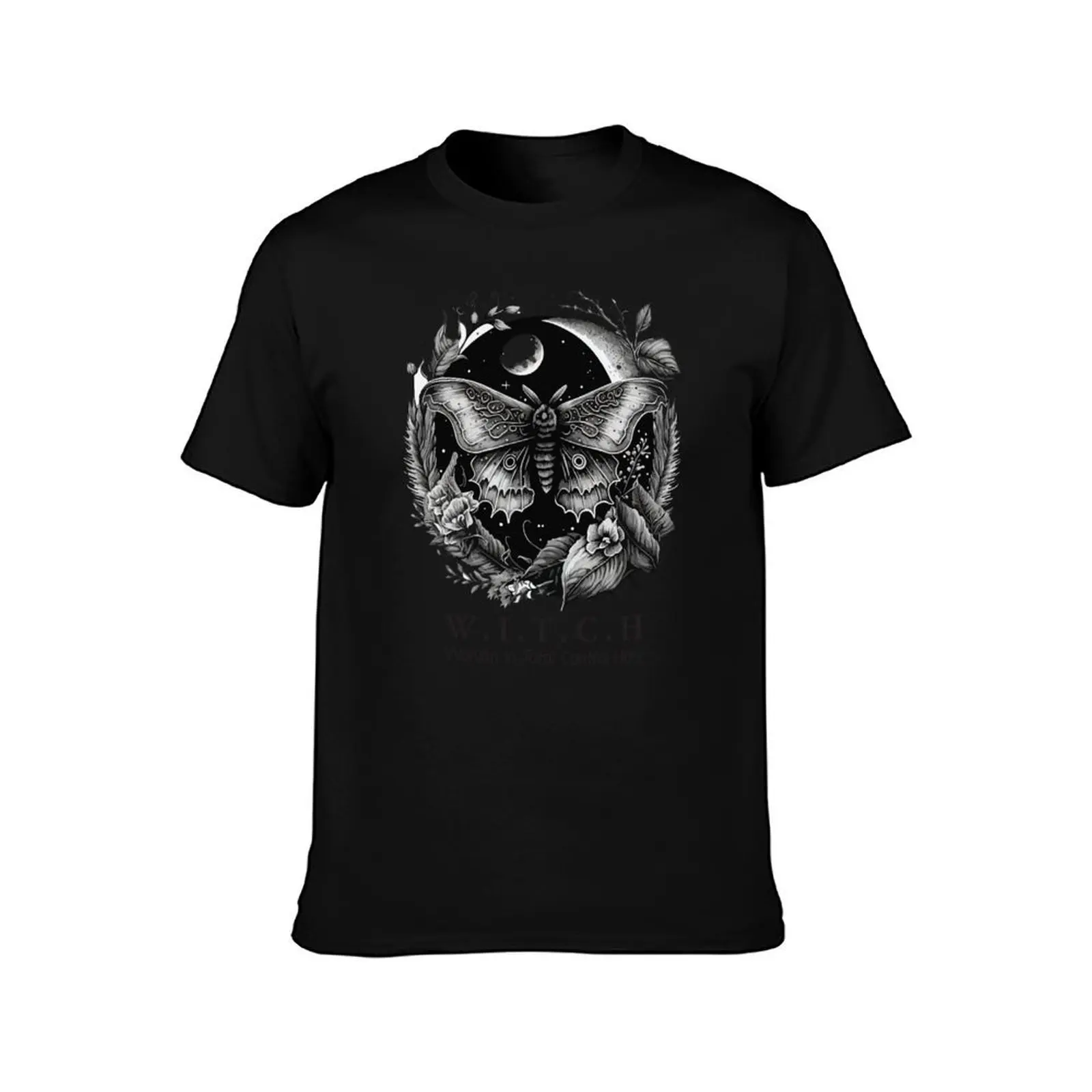 Witch Women in Total Control Here Celestial Moth Cottagecore Insect Bug Moon Vintage Aesthetic Indie Alt Graphic Art T-Shirt