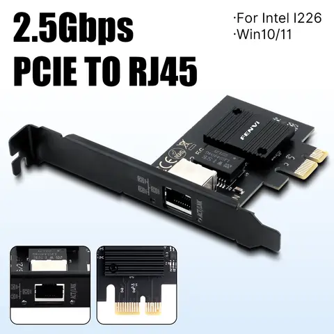 FENVI 2.5G PCI-E To RJ45 I226 Gigabit Network Card Ethernet 100/1000/2500Mbps LAN PCI Express RJ45 WiFi Adapter