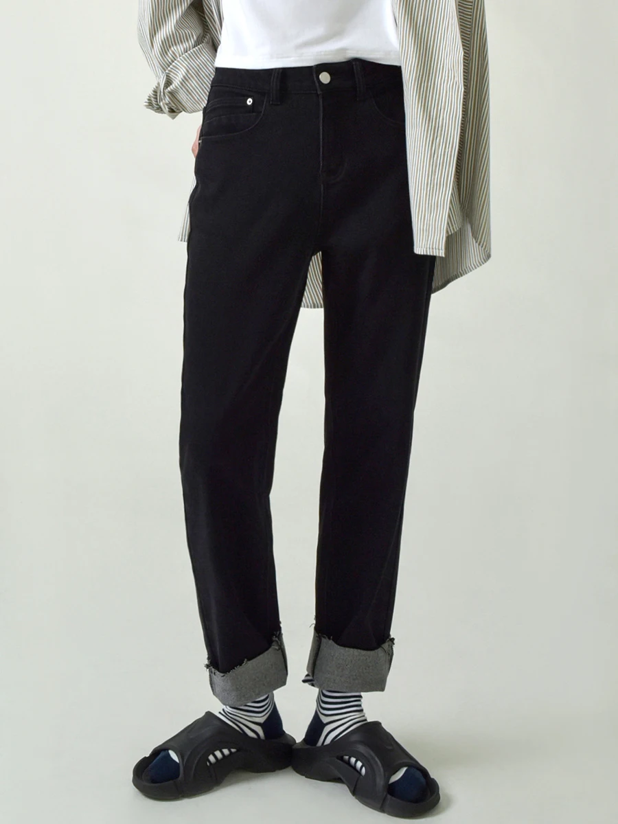 

Женские джинсы с высокой талией, облегающие, на флисовой подкладке, прямые, укороченные, цвета Deep Color, утолщенные, с эффектом Hot Melt Rock