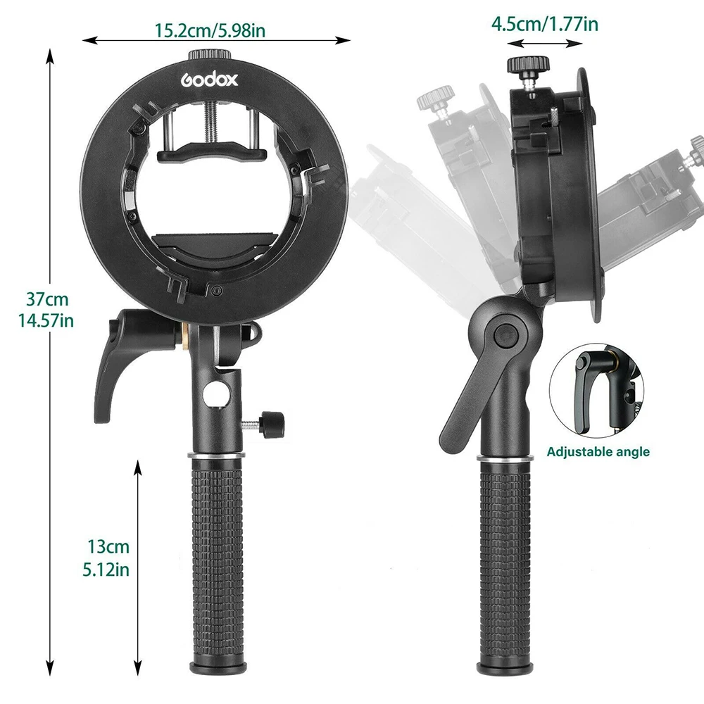 Godox S2 Bowens Mount Flash S-type Holder Bracket Handheld Grip for Godox V1 V860II AD200 AD400PRO Speedlite Flash Snoot Softbox