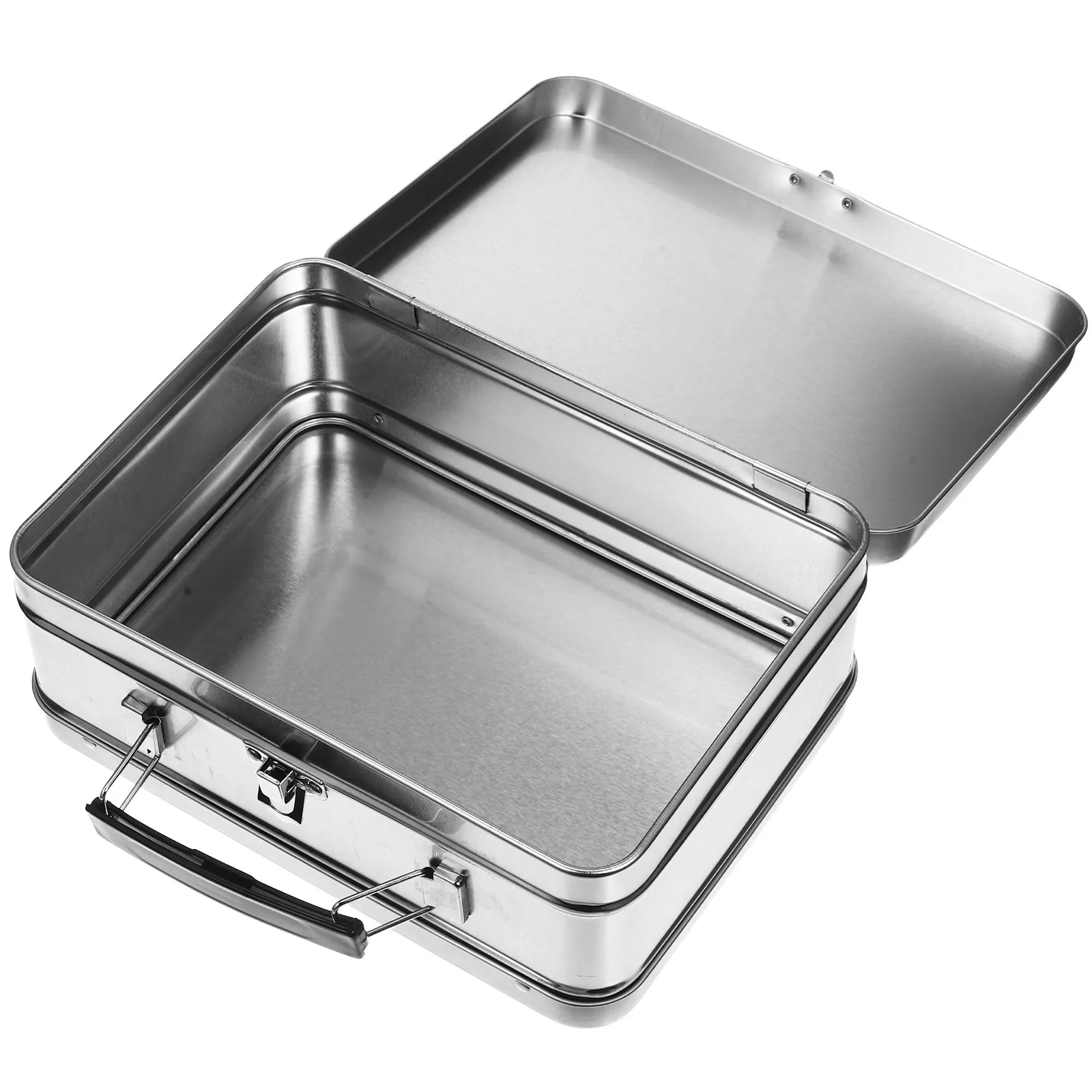 

Handheld Iron Tin Box Large Capacity White Rectangular Multipurpose Jewelry Desktop Organizer Coin Storage Case