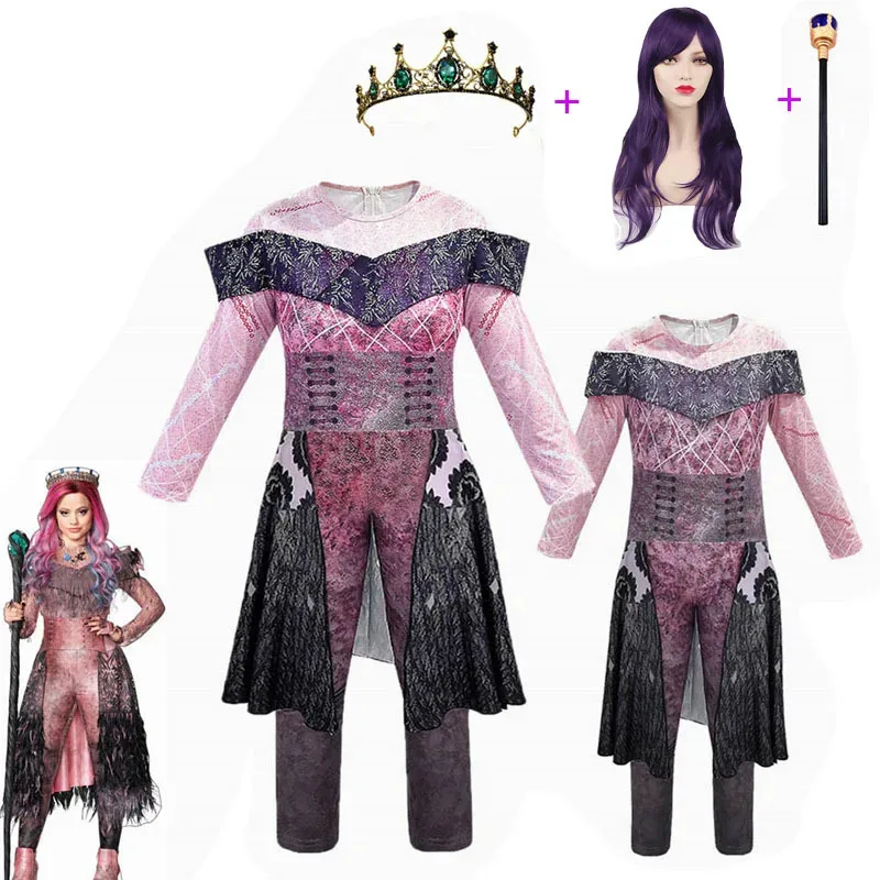 New Girls queen mean d-descendants 3 Mal/Evie Bertha Maleficent Cosplay Audrey Costume Girls Halloween Party Clothing Jumpsuits