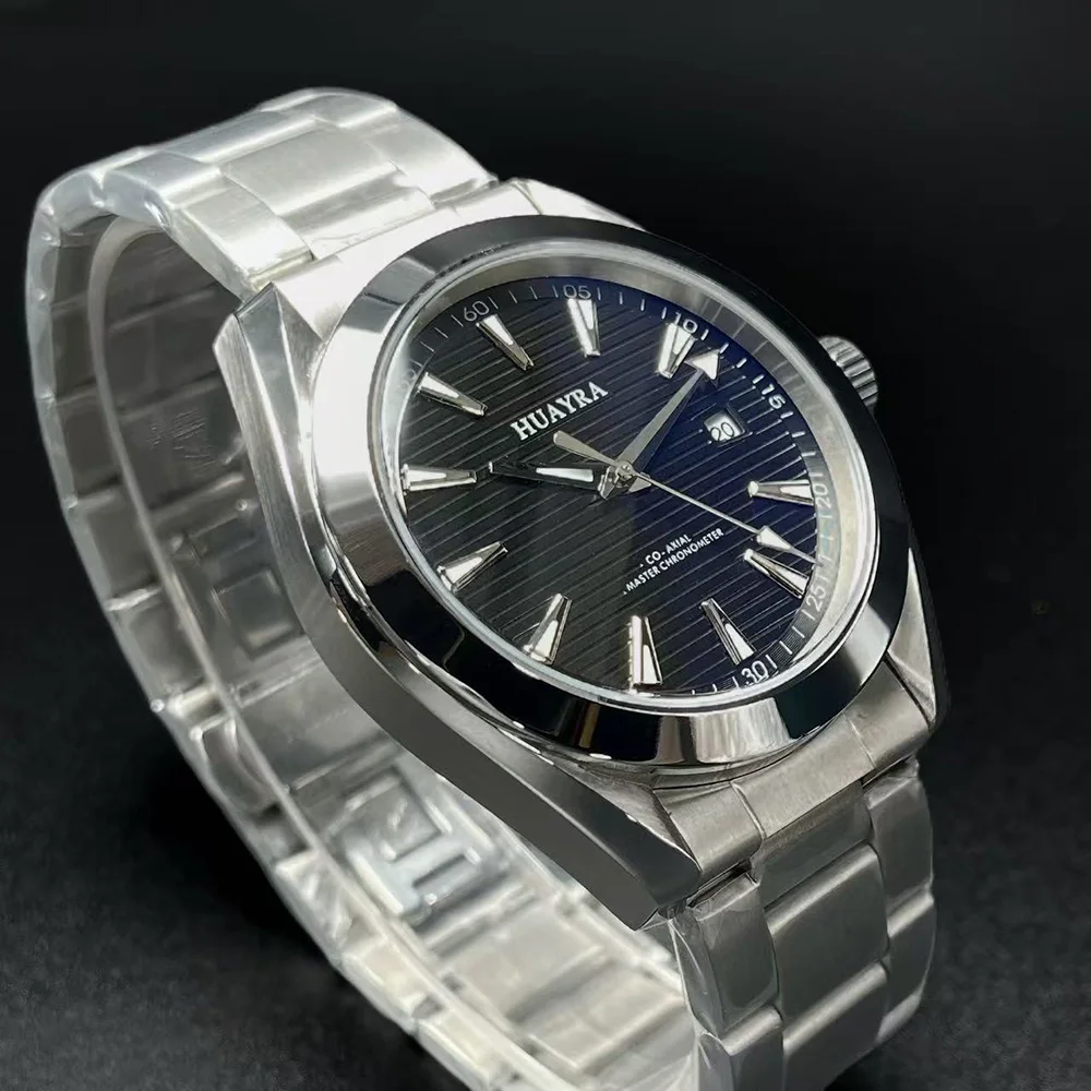 New stylish blue-glass MIYOTA 8215 automatic mechanical watch - for businessmen, high-end timepiece, casual calendar wristwatch.