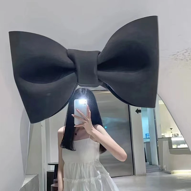 Bow decoration wall mirror hanging wall online celebrity store oversized ins wind clothing store door photo props bubble.