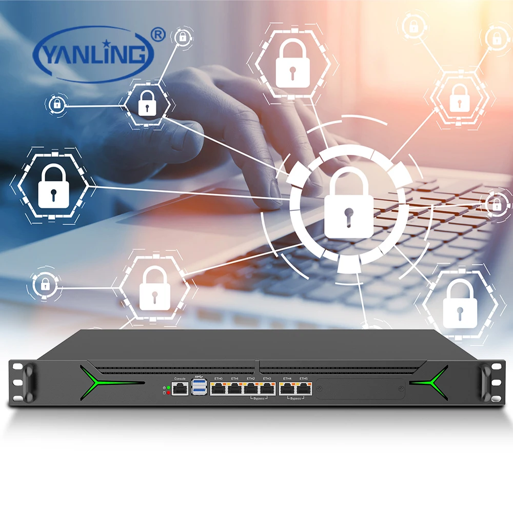 Yanling 1U Rack Firewall Router 4 SFP+ Expandable 6Lan Network Server Core 12th Gen Processor High-End Network Security Stock