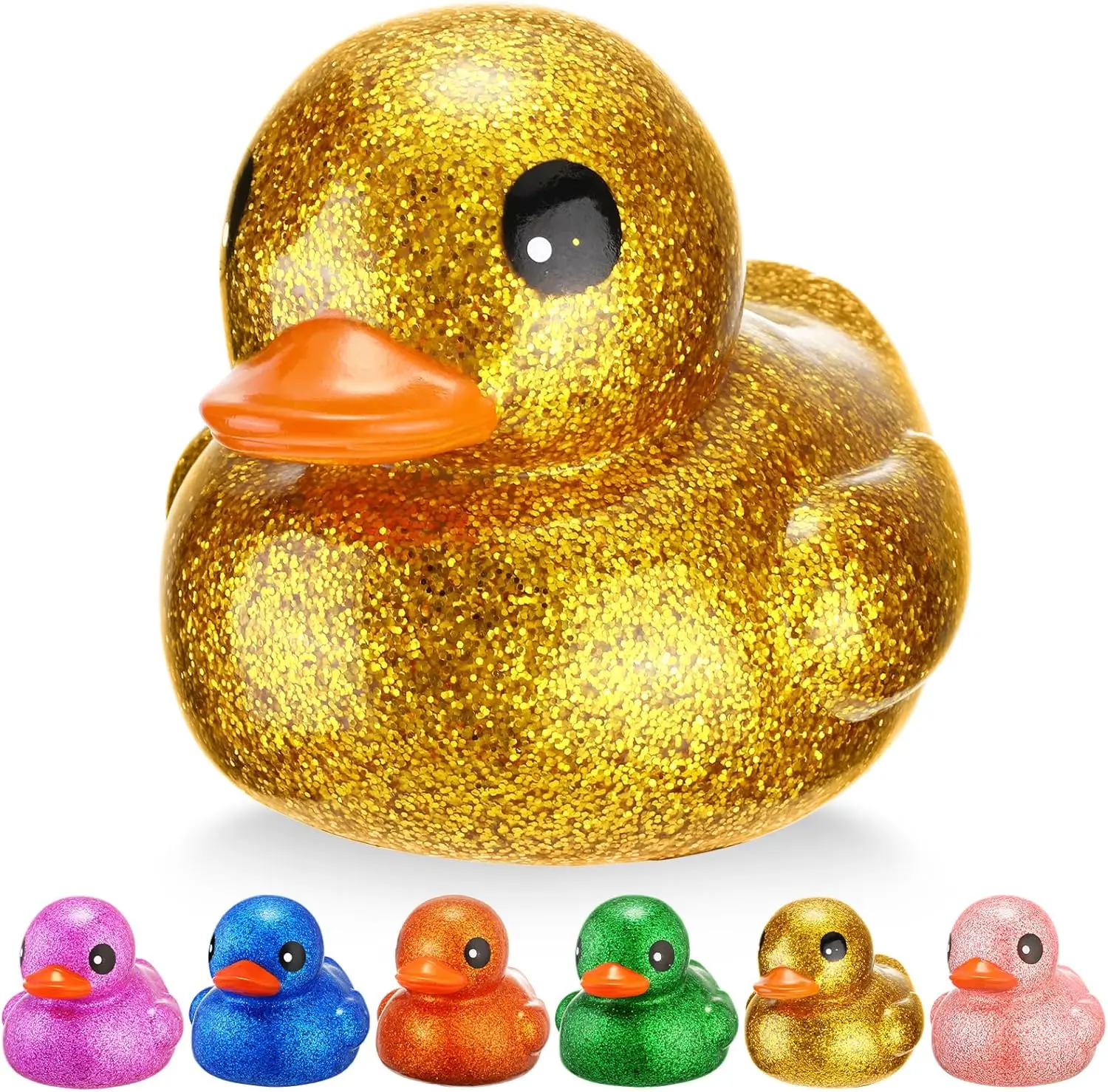 

Giant Glitter Rubber Ducks 6.89 Inch Big Sparkly Rubber Ducky Jumbo Duck Bathtub Toy with Sound for Baby Shower Beach Pool Party